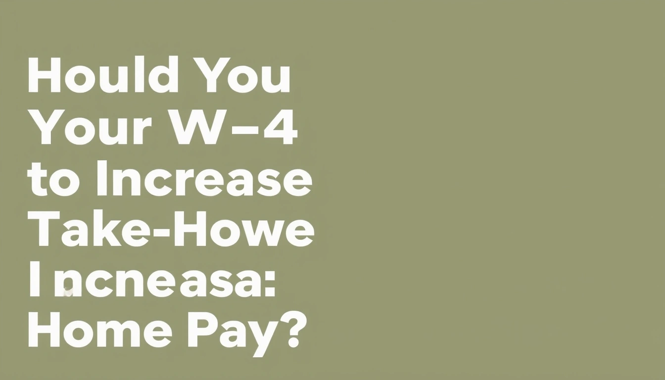 Should You Change Your W-4 to Increase Take-Home Pay?